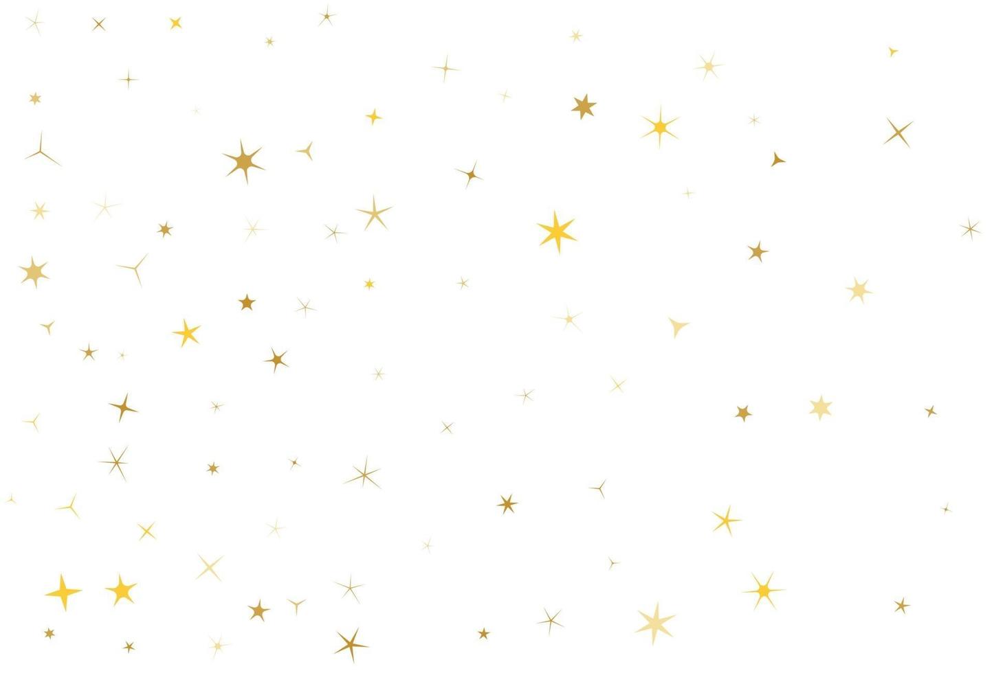 Gold star dust sparkle vector on white.