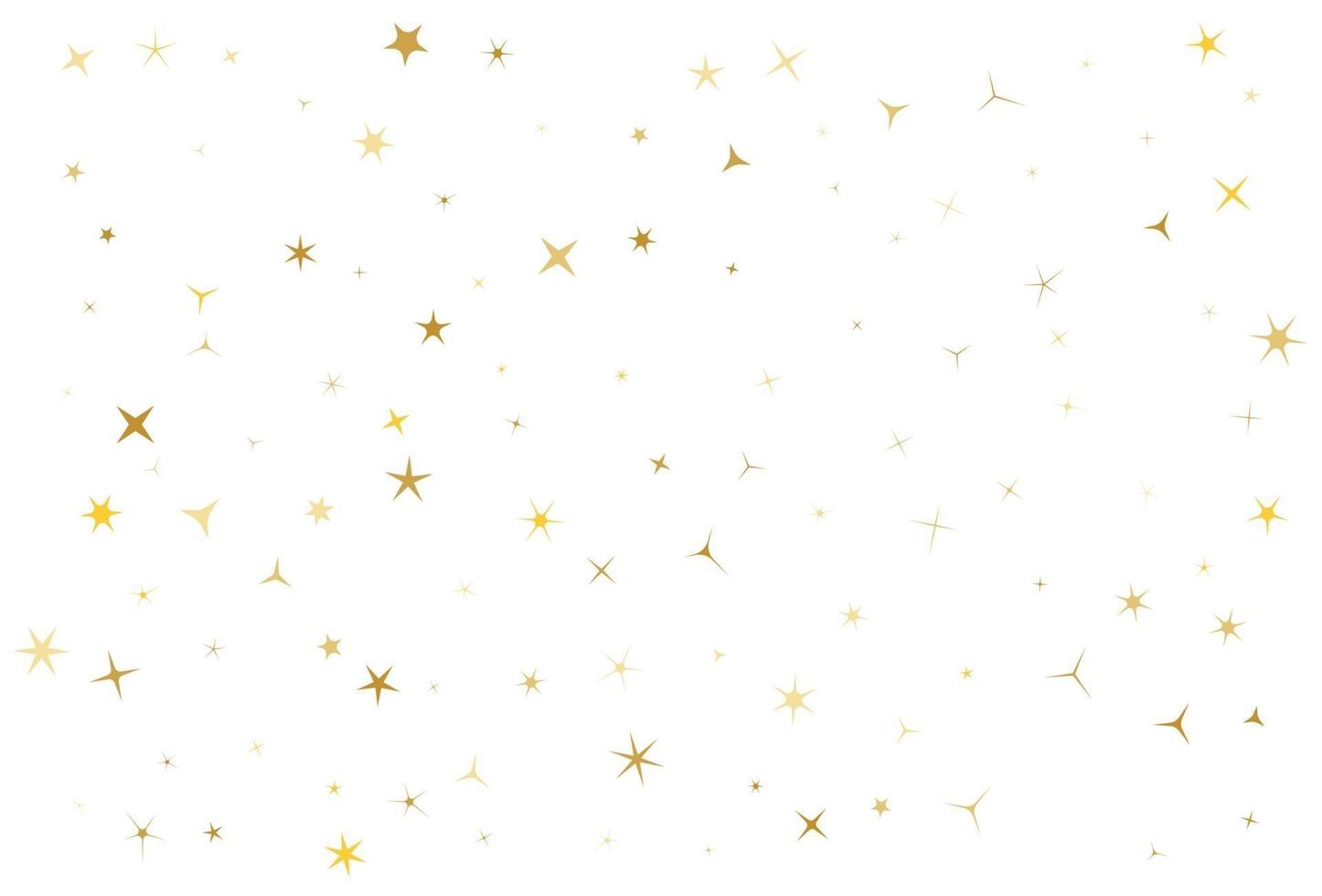 Gold star dust sparkle vector on white.