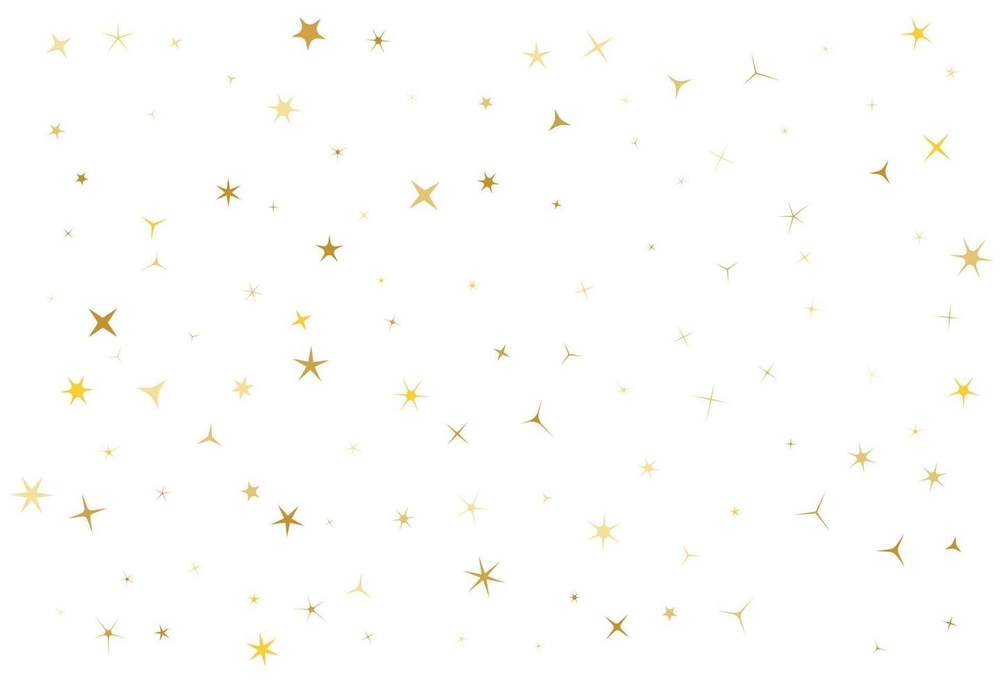 Gold star dust sparkle vector on white.