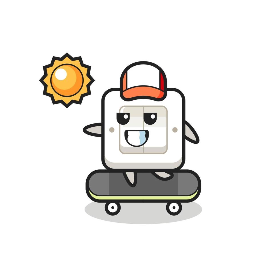 ilustración de personaje de interruptor de luz andar en patineta vector