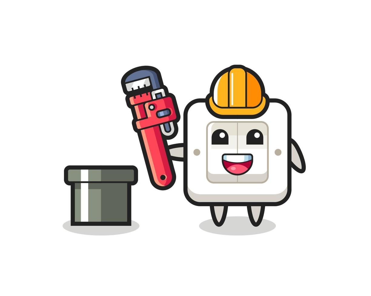 Character Illustration of light switch as a plumber vector