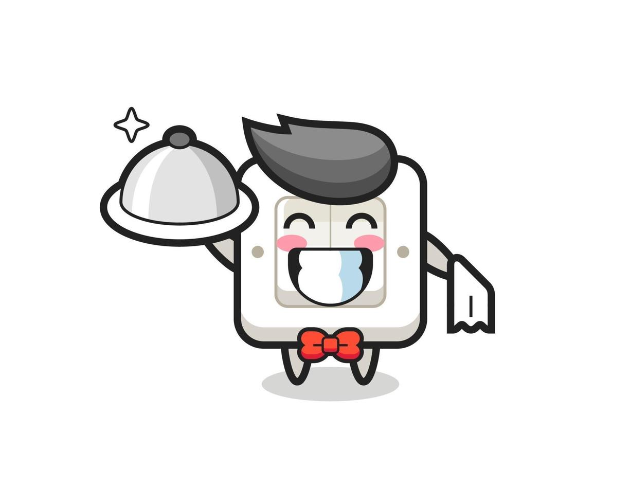 Character mascot of light switch as a waiters vector