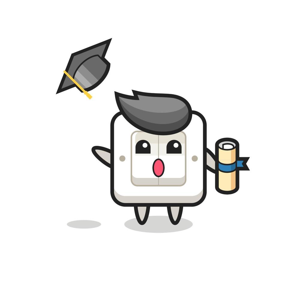 Illustration of light switch cartoon throwing the hat at graduation vector