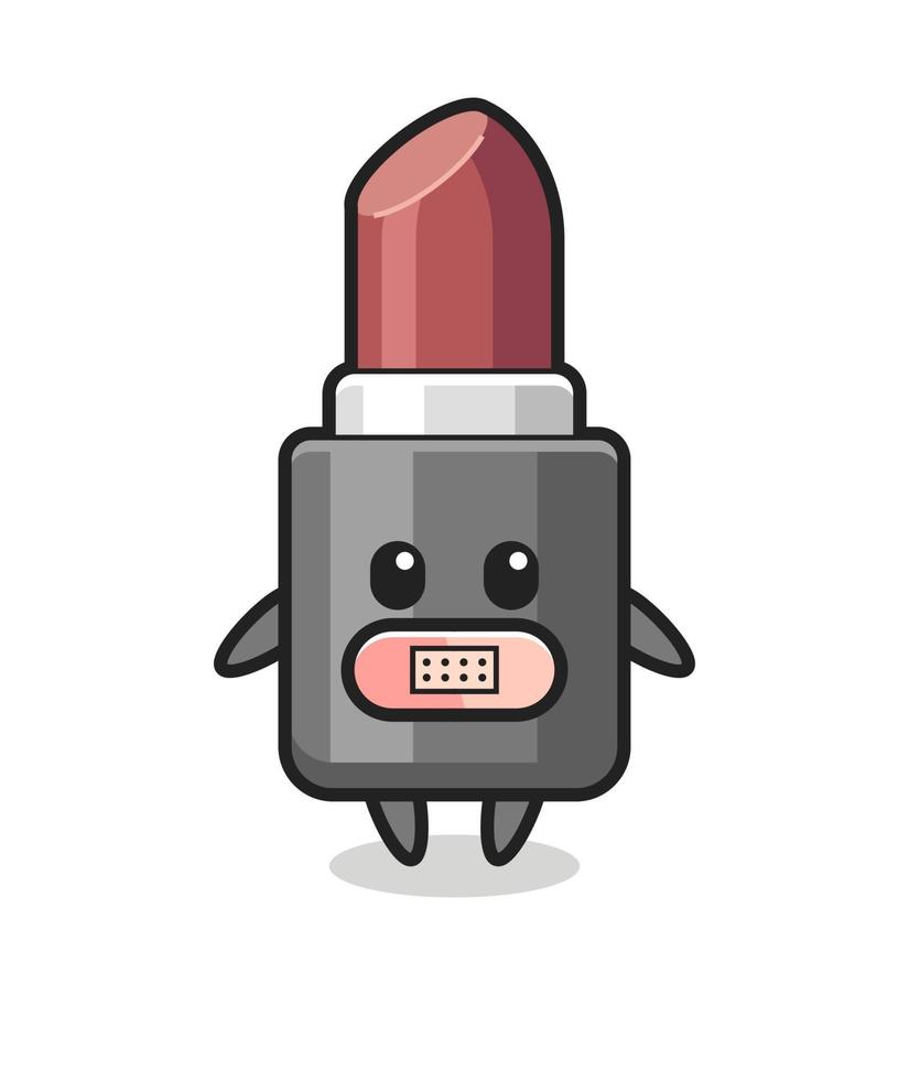Cartoon Illustration of lipstick with tape on mouth vector