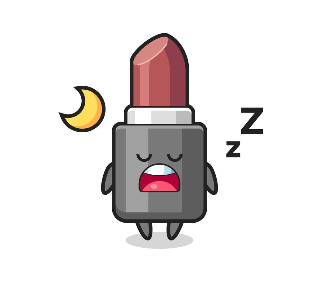 ilustración de personaje de lápiz labial durmiendo por la noche vector