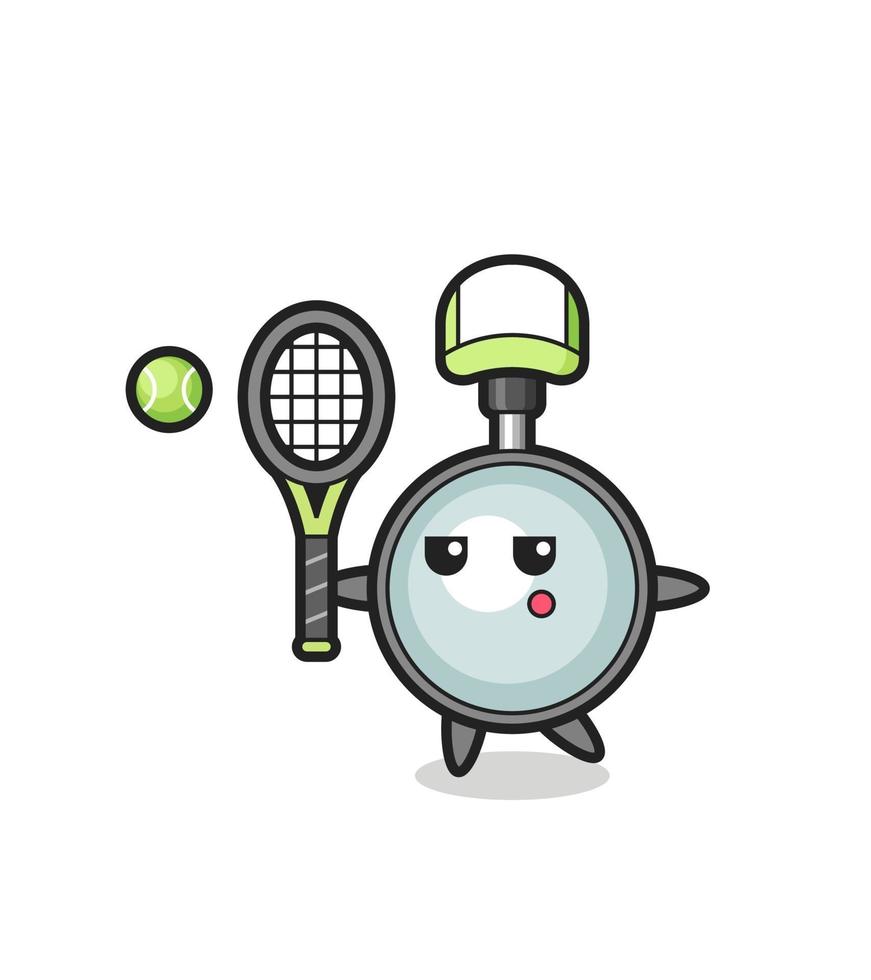 personaje de dibujos animados de lupa como jugador de tenis vector