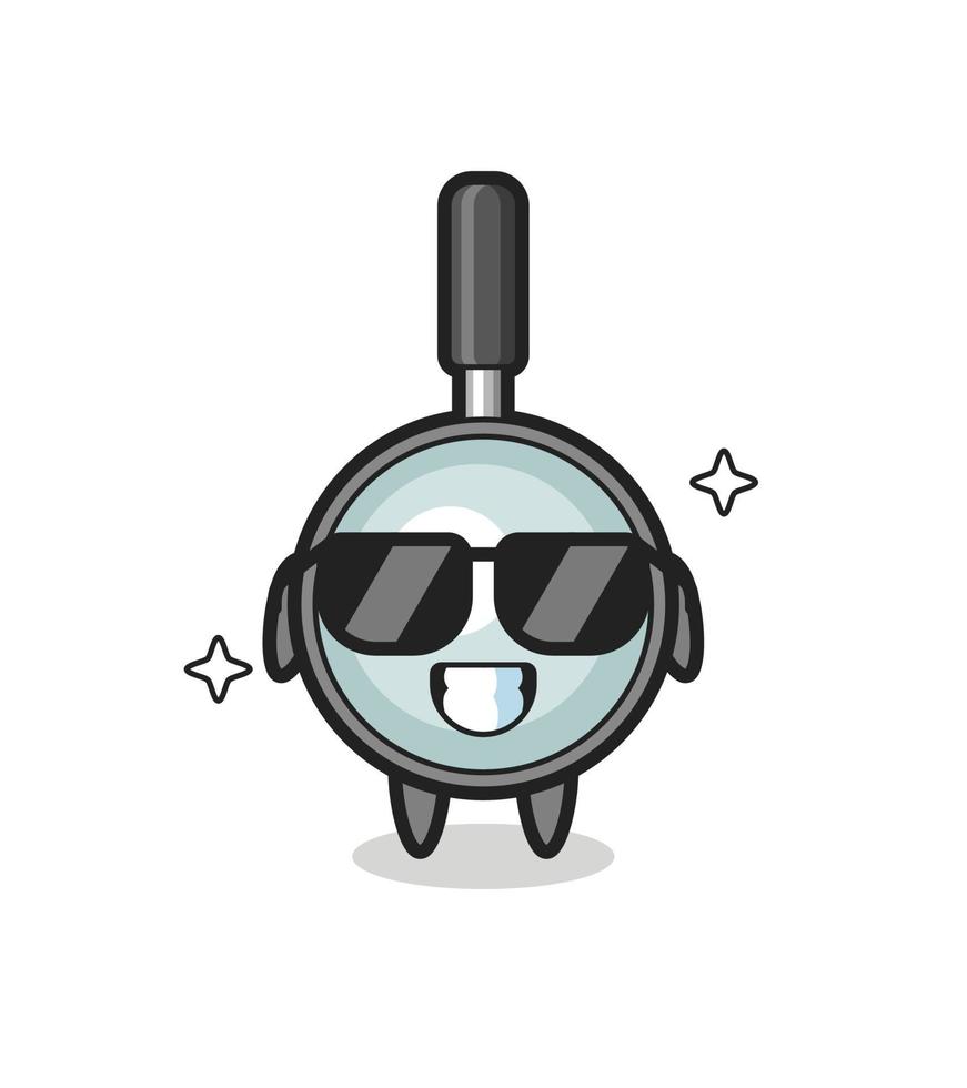 Cartoon mascot of magnifying glass with cool gesture vector