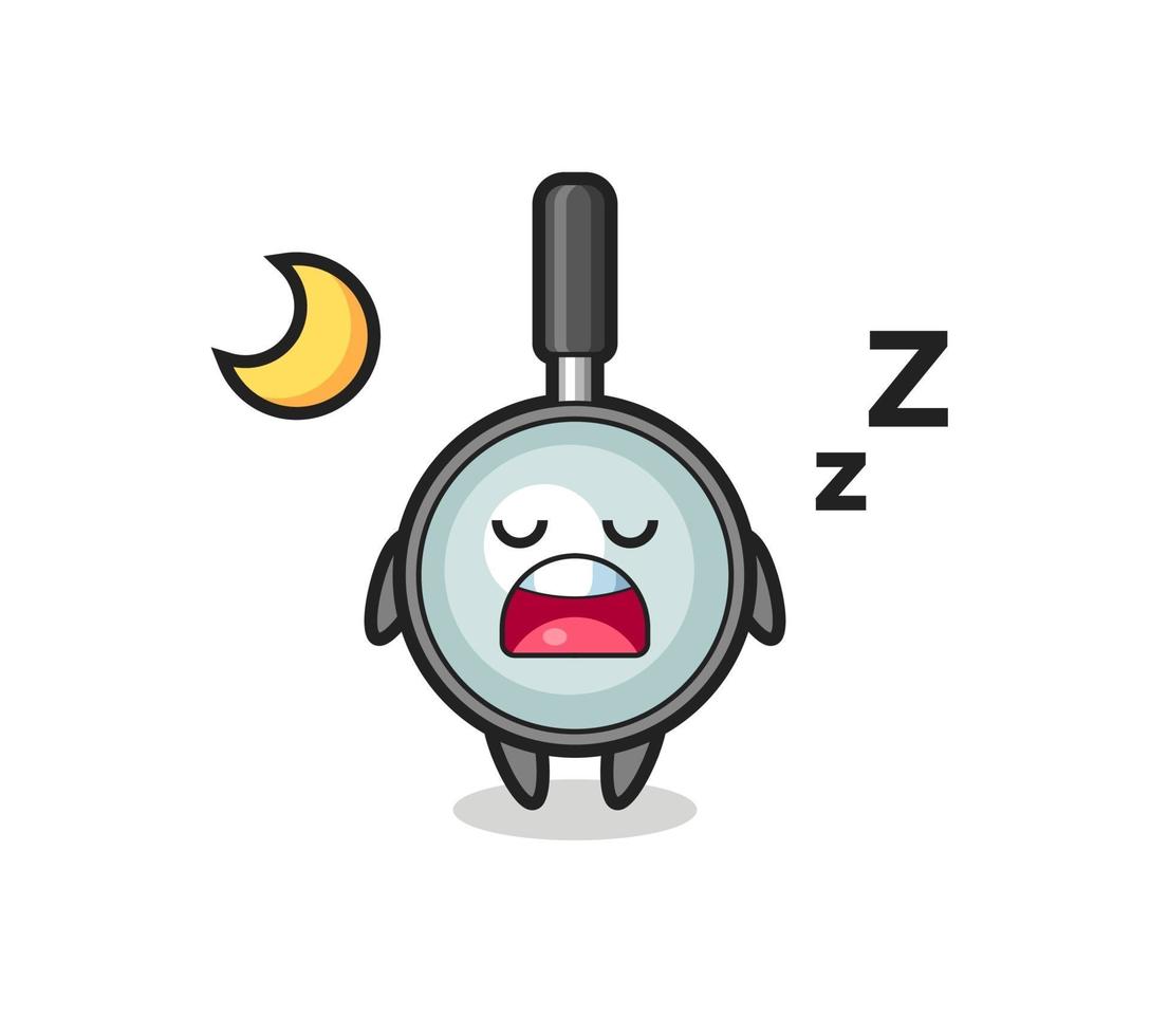 magnifying glass character illustration sleeping at night vector