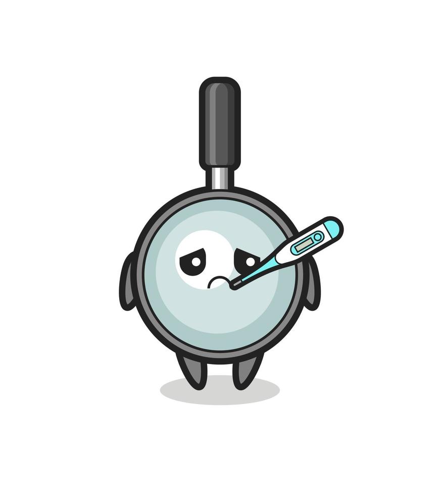 magnifying glass mascot character with fever condition vector