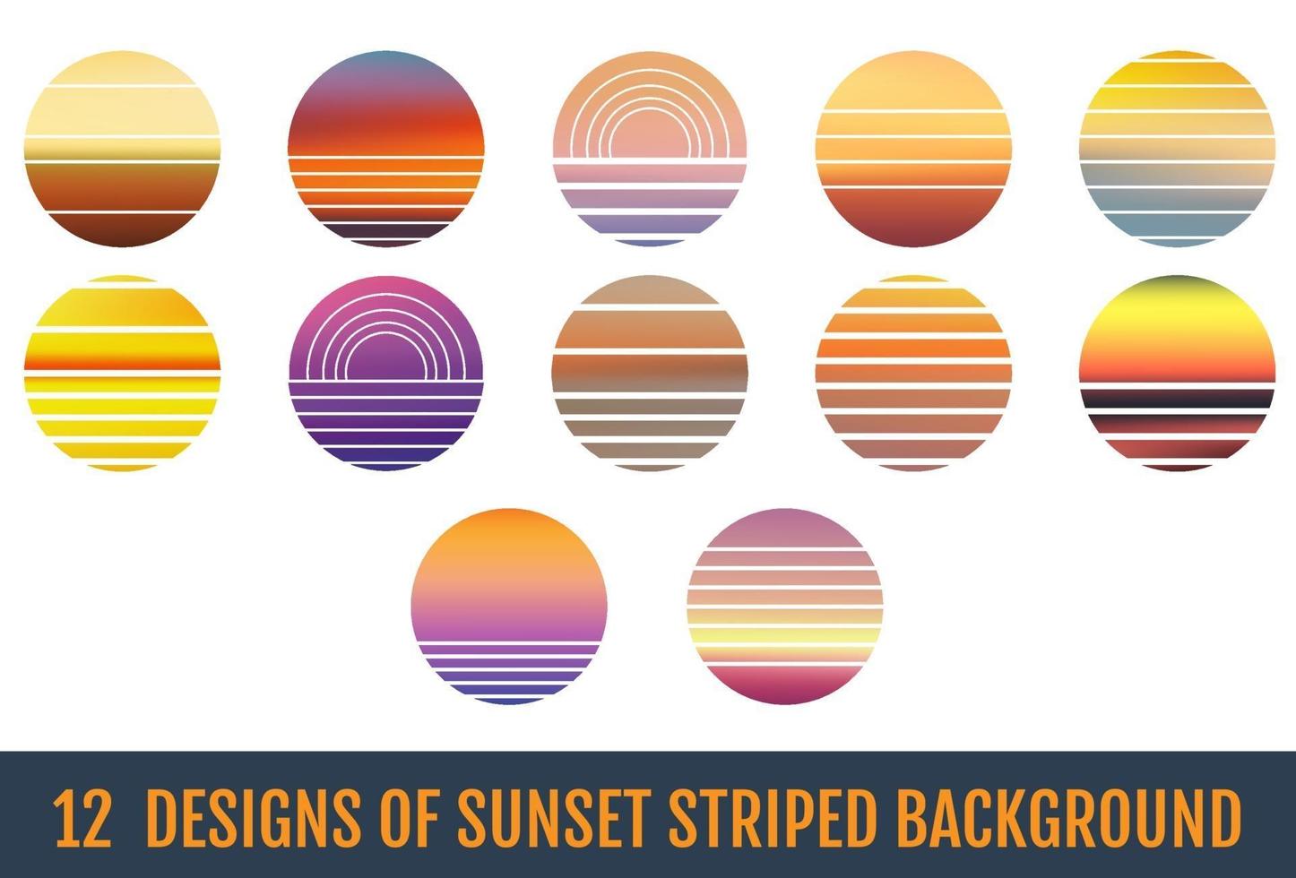 Sunset striped backgrounds. Sunset striped backdrops. vector