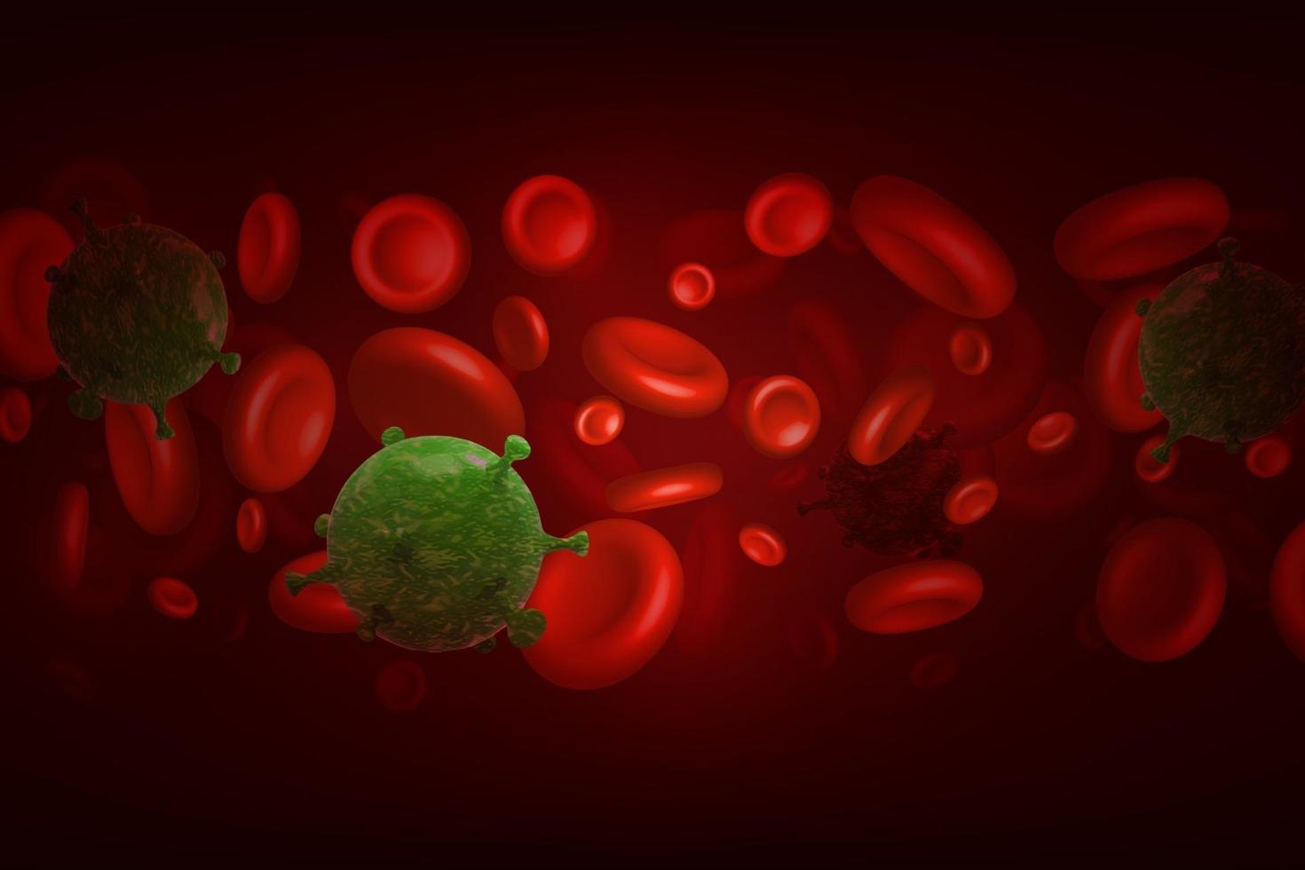 virus del coronavirus entre los glóbulos rojos vector