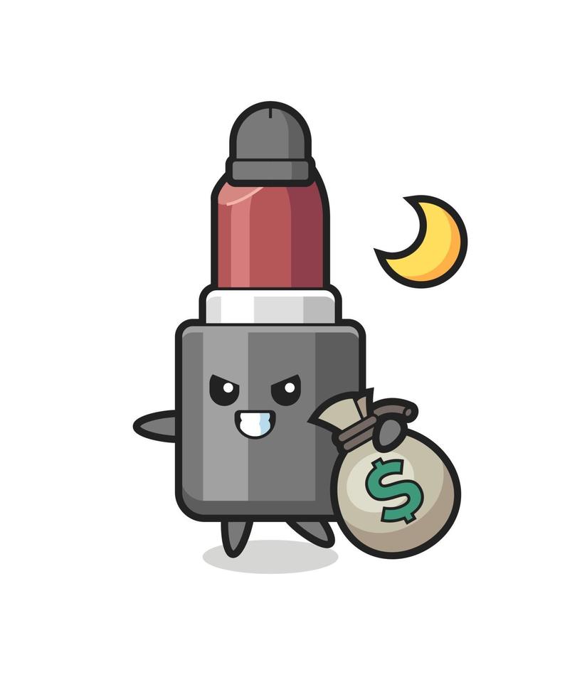 Illustration of lipstick cartoon is stolen the money vector