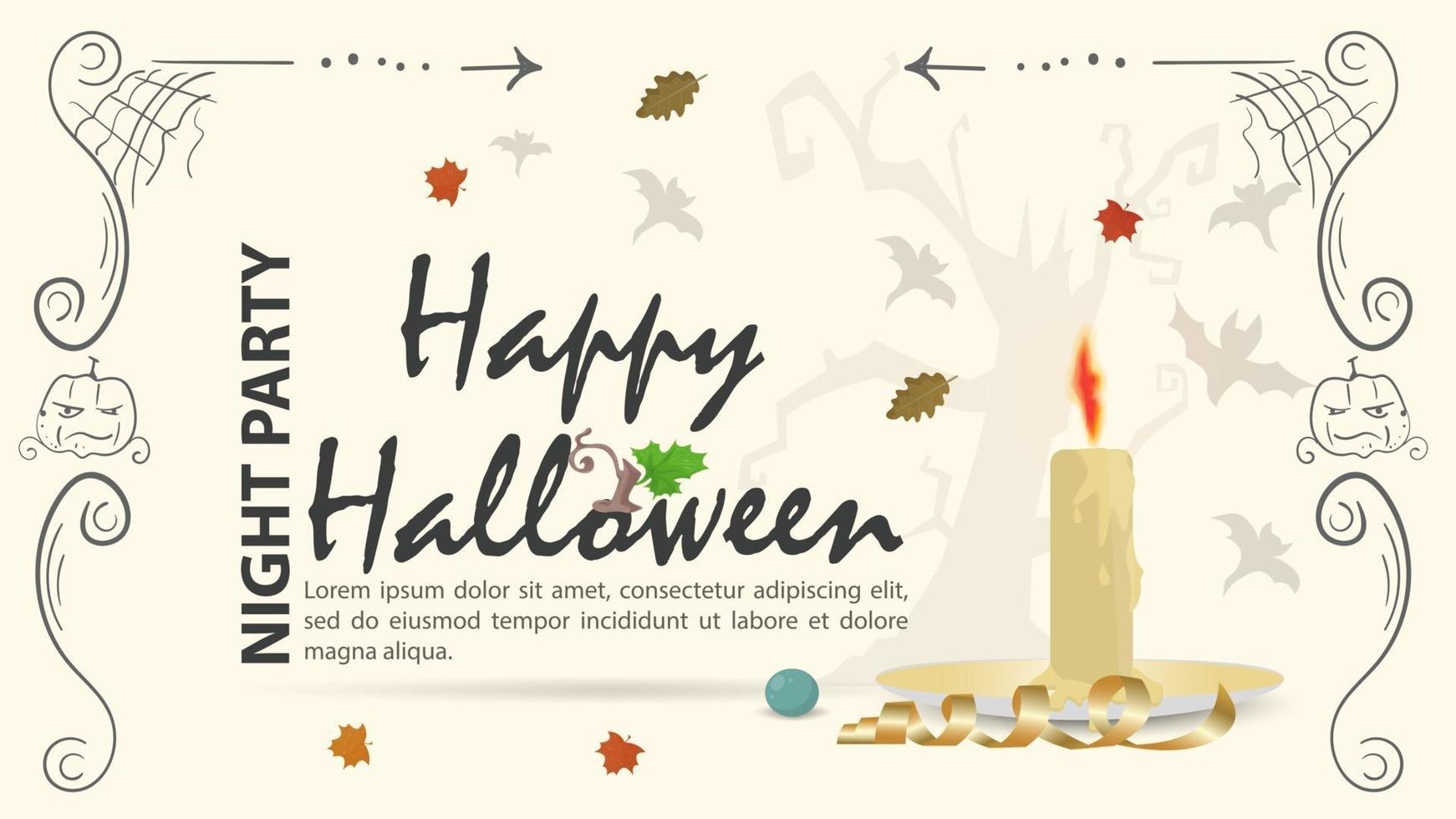 Candle among the leaves design for the Halloween vector