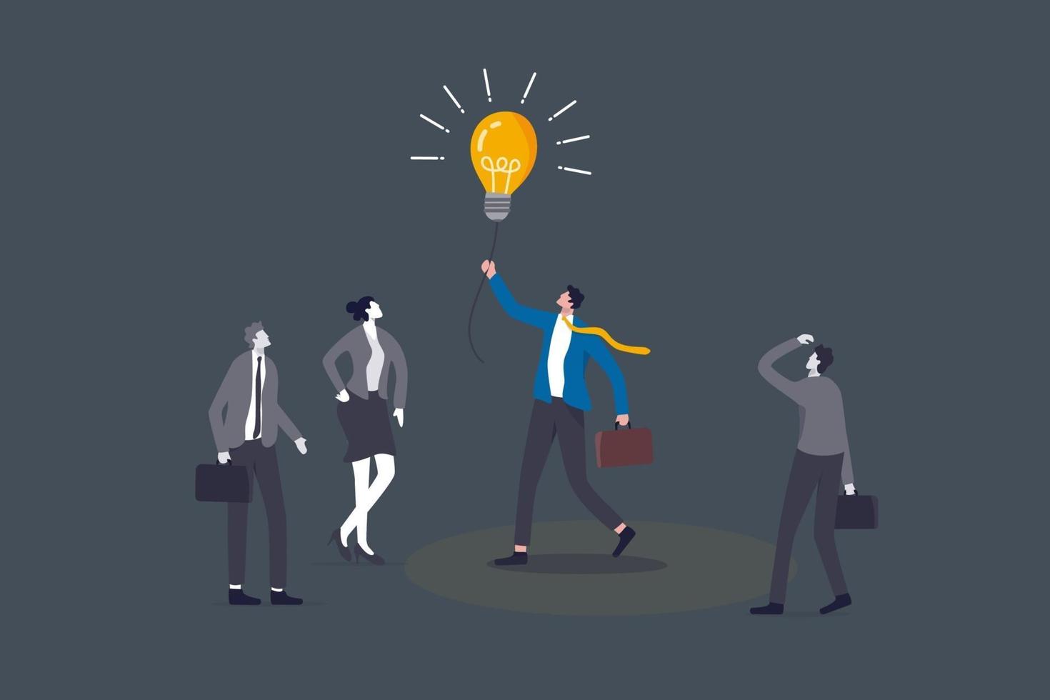 Brighten up business, bright light to guide career path, creativity vector