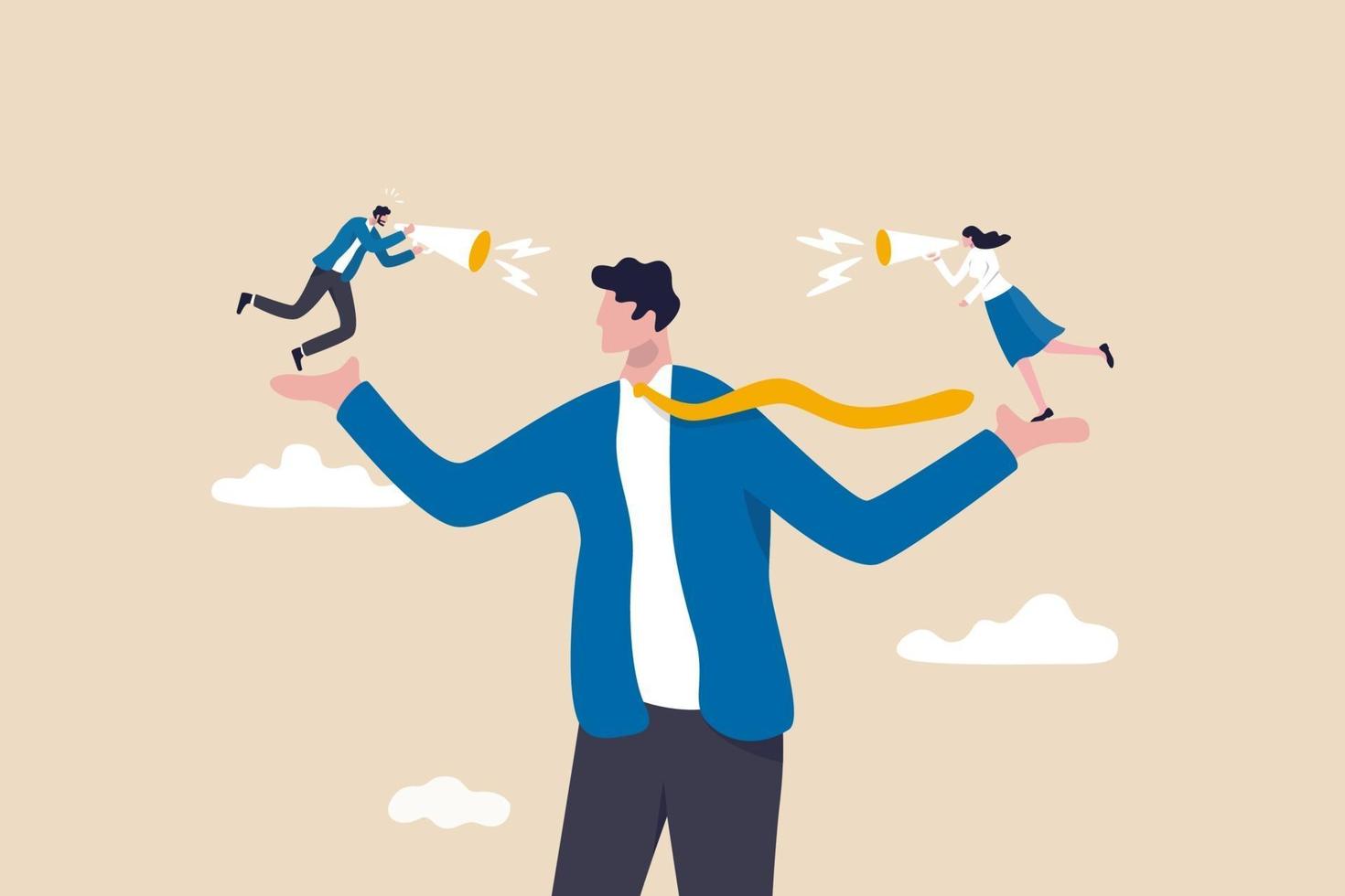 Employee voice, listen to colleague opinion or idea, believe in truth vector