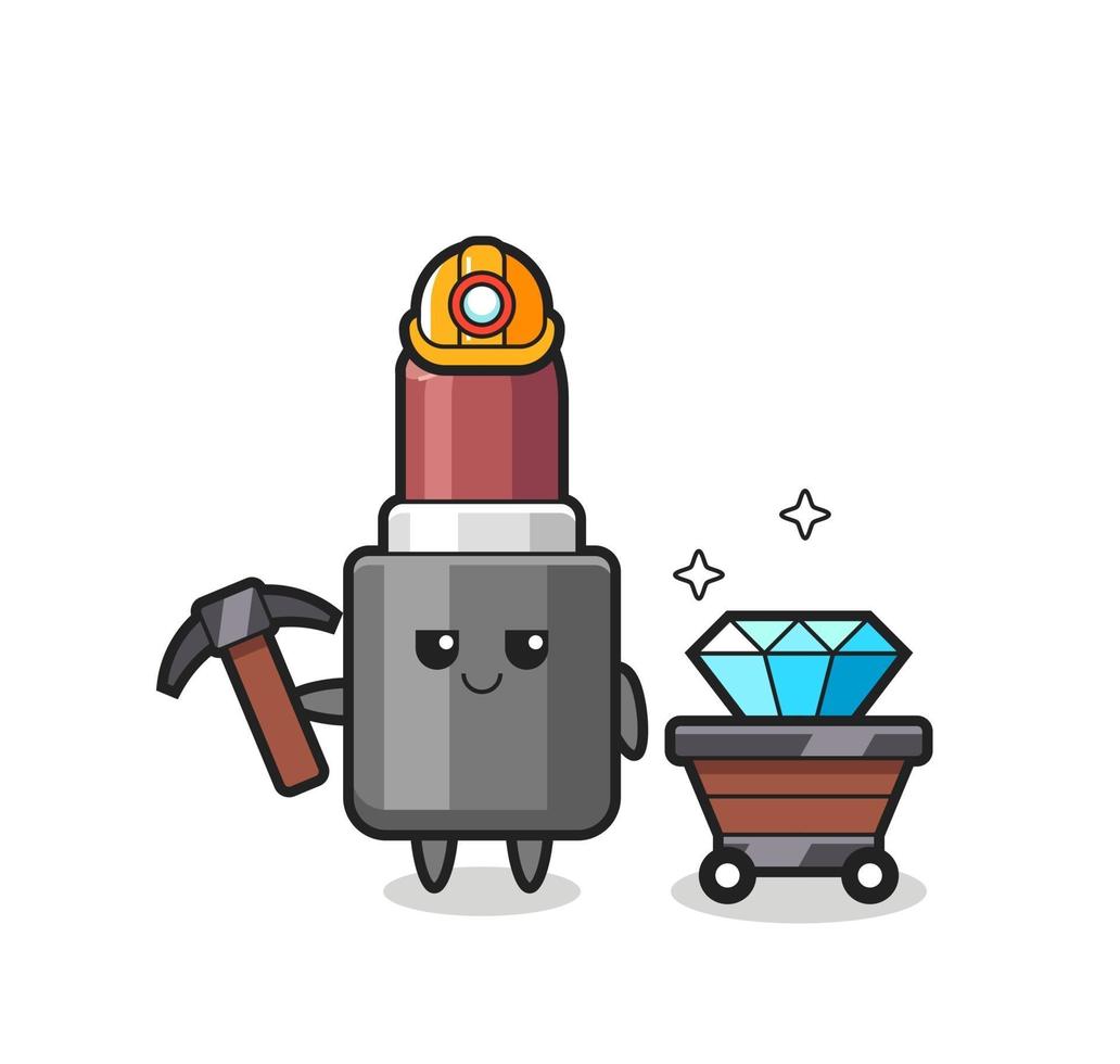 Character Illustration of lipstick as a miner vector