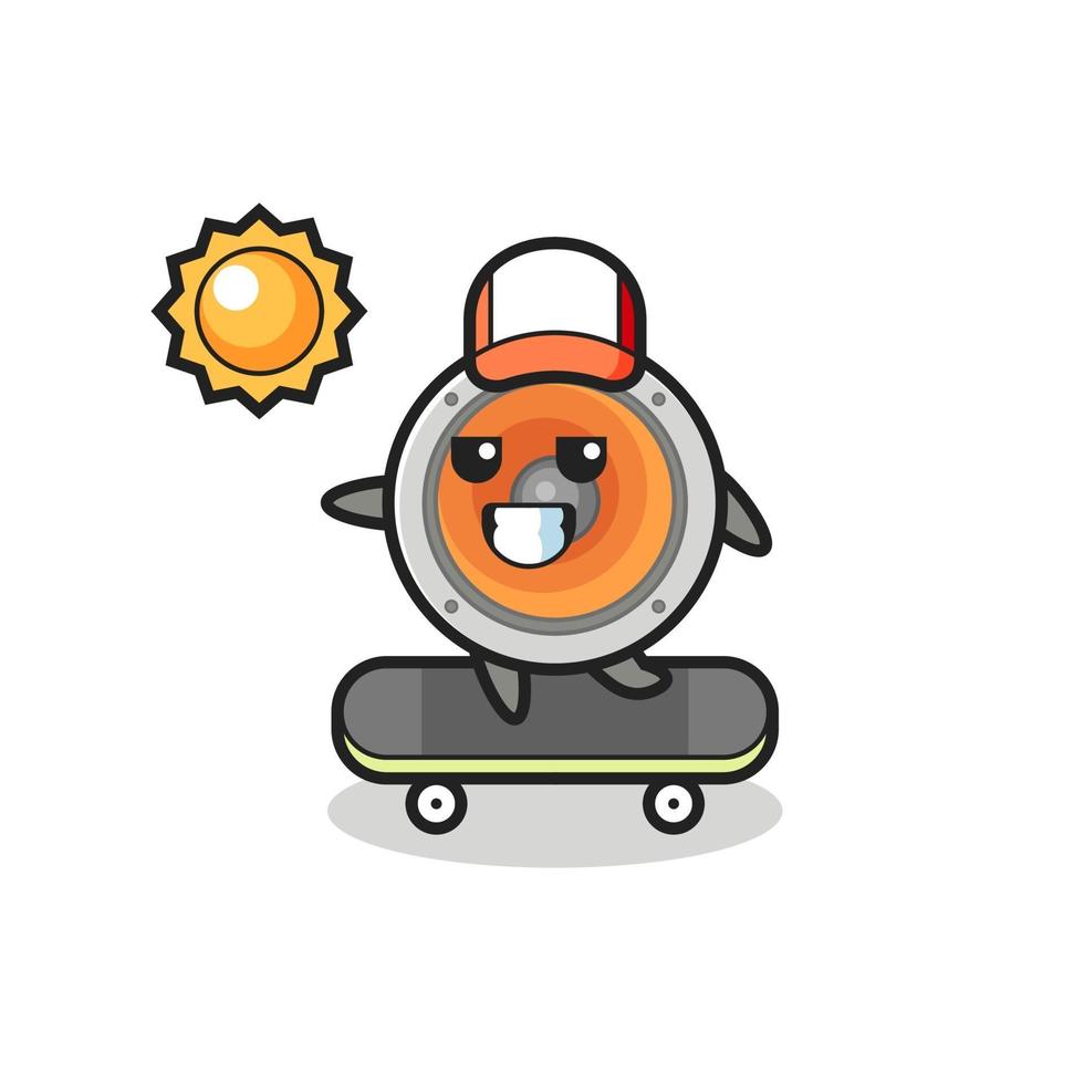 loudspeaker character illustration ride a skateboard vector