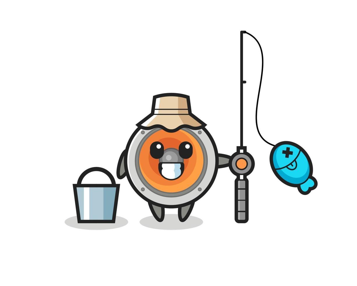 Mascot character of loudspeaker as a fisherman vector