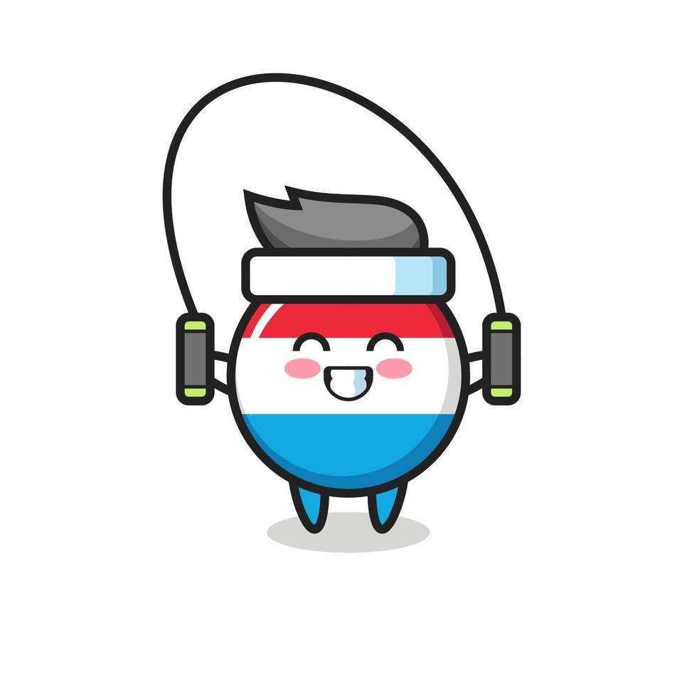 luxembourg flag badge character cartoon with skipping rope vector