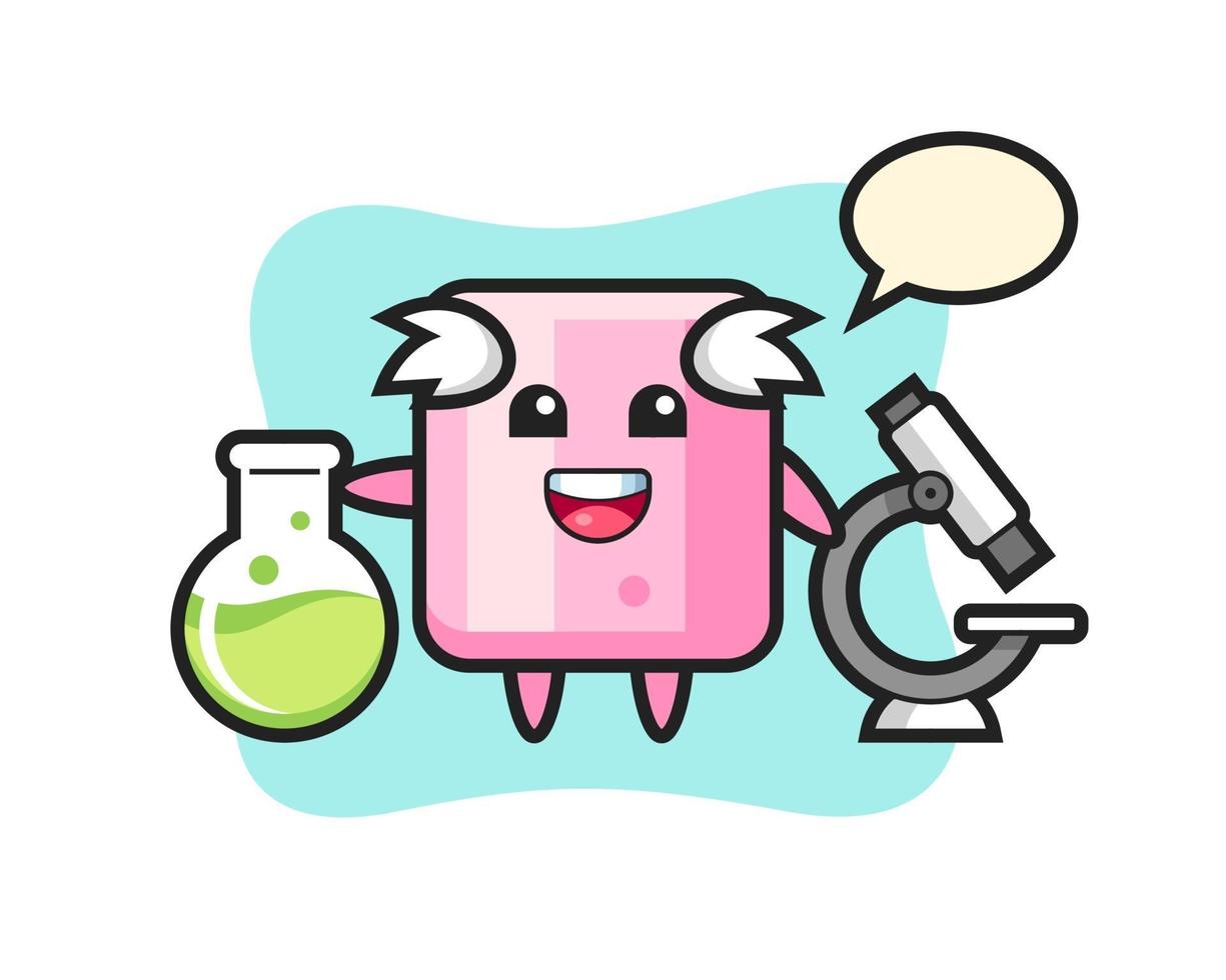 Mascot character of marshmallow as a scientist vector