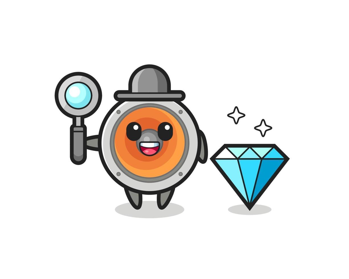 Illustration of loudspeaker character with a diamond vector