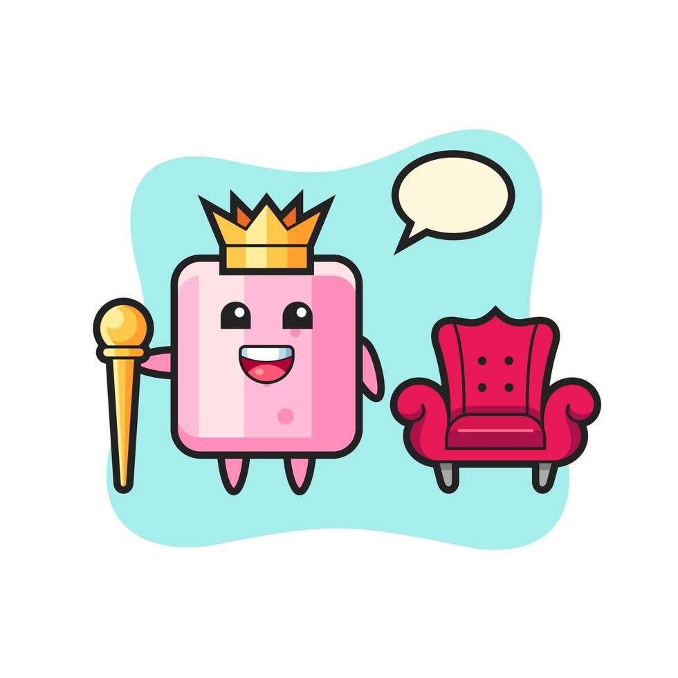 Mascot cartoon of marshmallow as a king vector