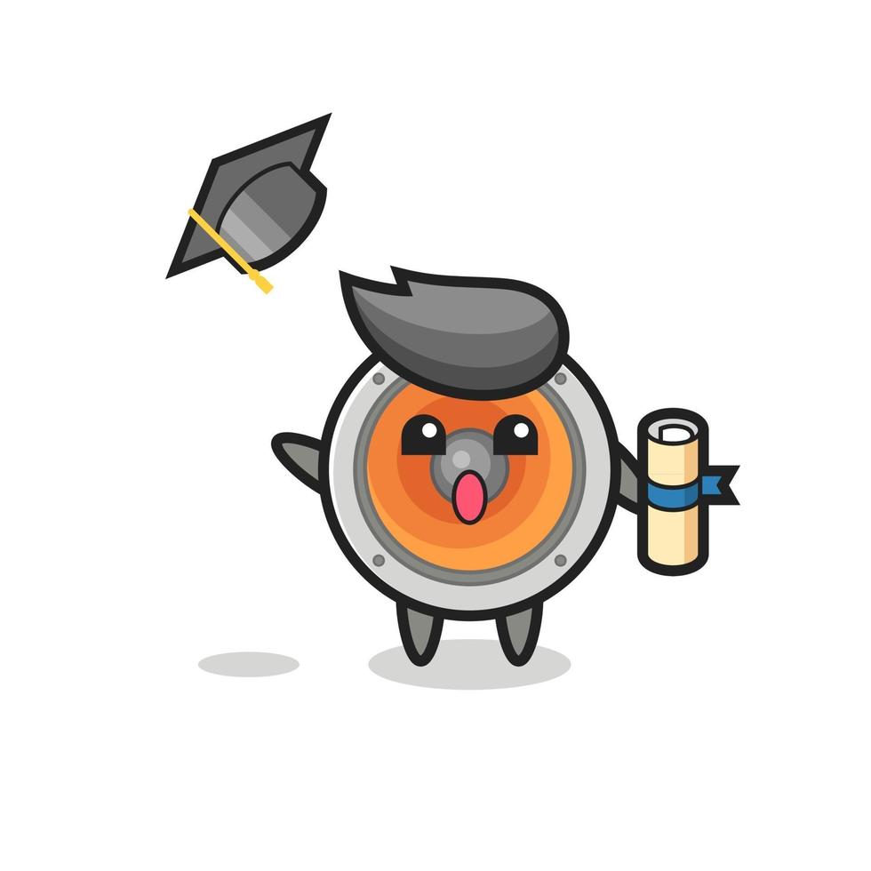 Illustration of loudspeaker cartoon throwing the hat at graduation vector