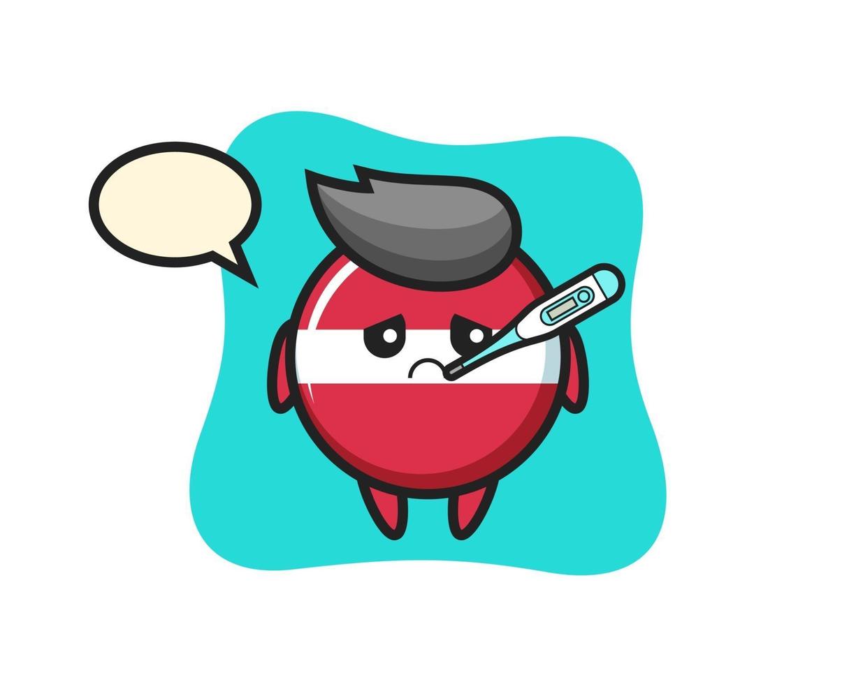 latvia flag badge mascot character with fever condition vector
