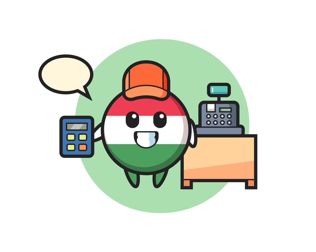 Illustration of hungary flag badge character as a cashier vector