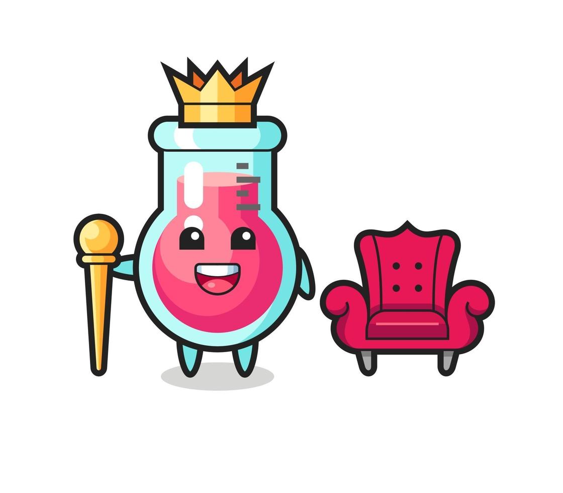 Mascot cartoon of laboratory beaker as a king vector