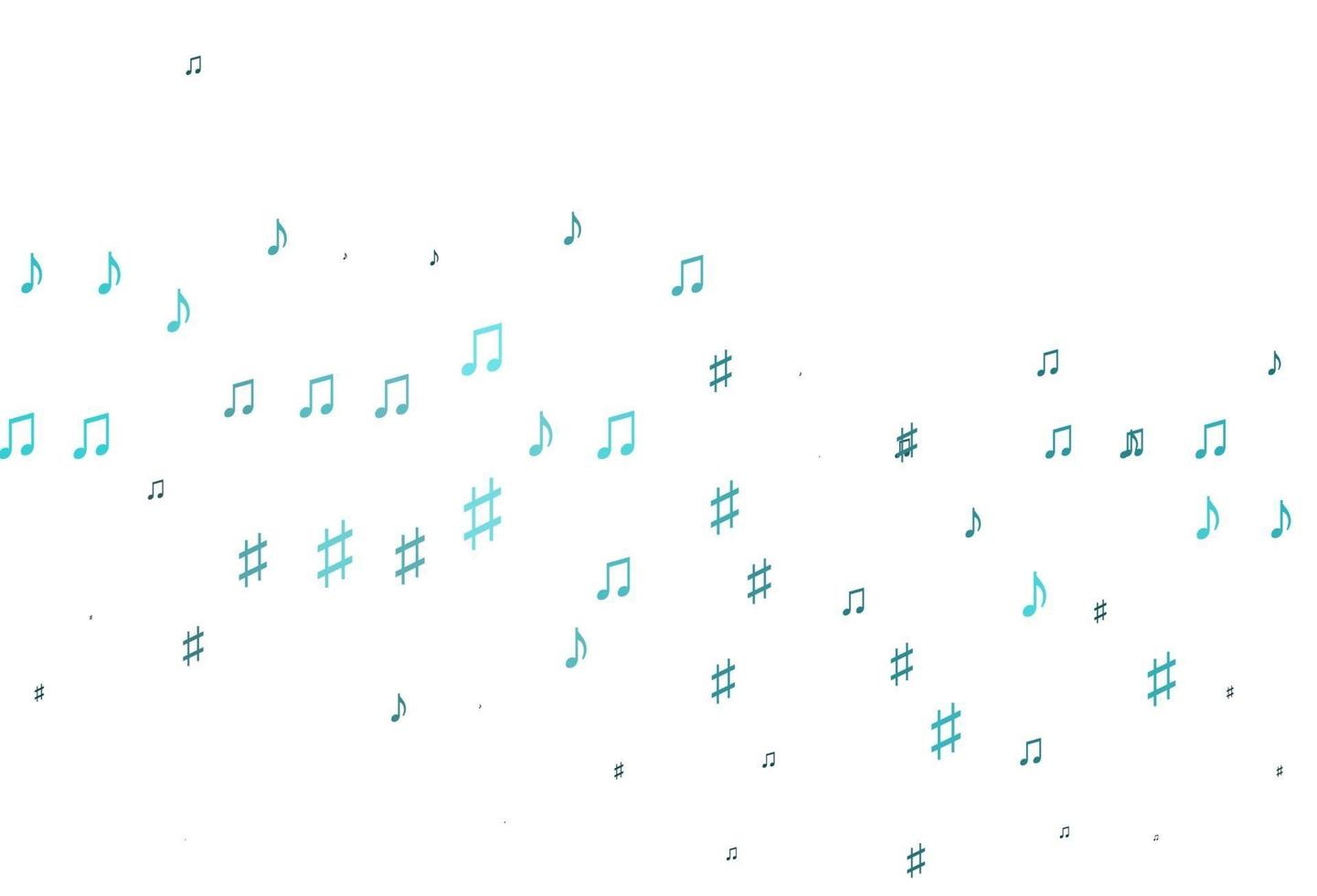 Light BLUE vector background with music symbols.