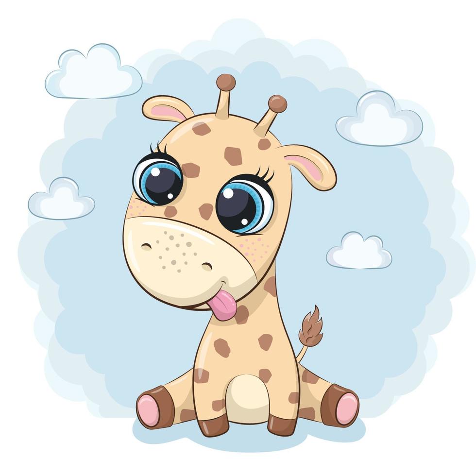 Cute baby giraffe. Vector illustration.