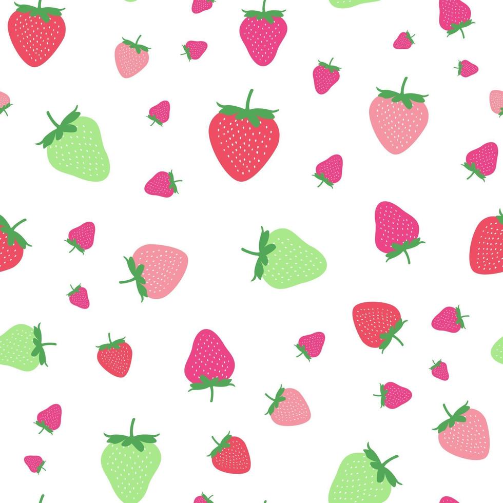 Seamless childish pattern with colorful strawberry vector background.