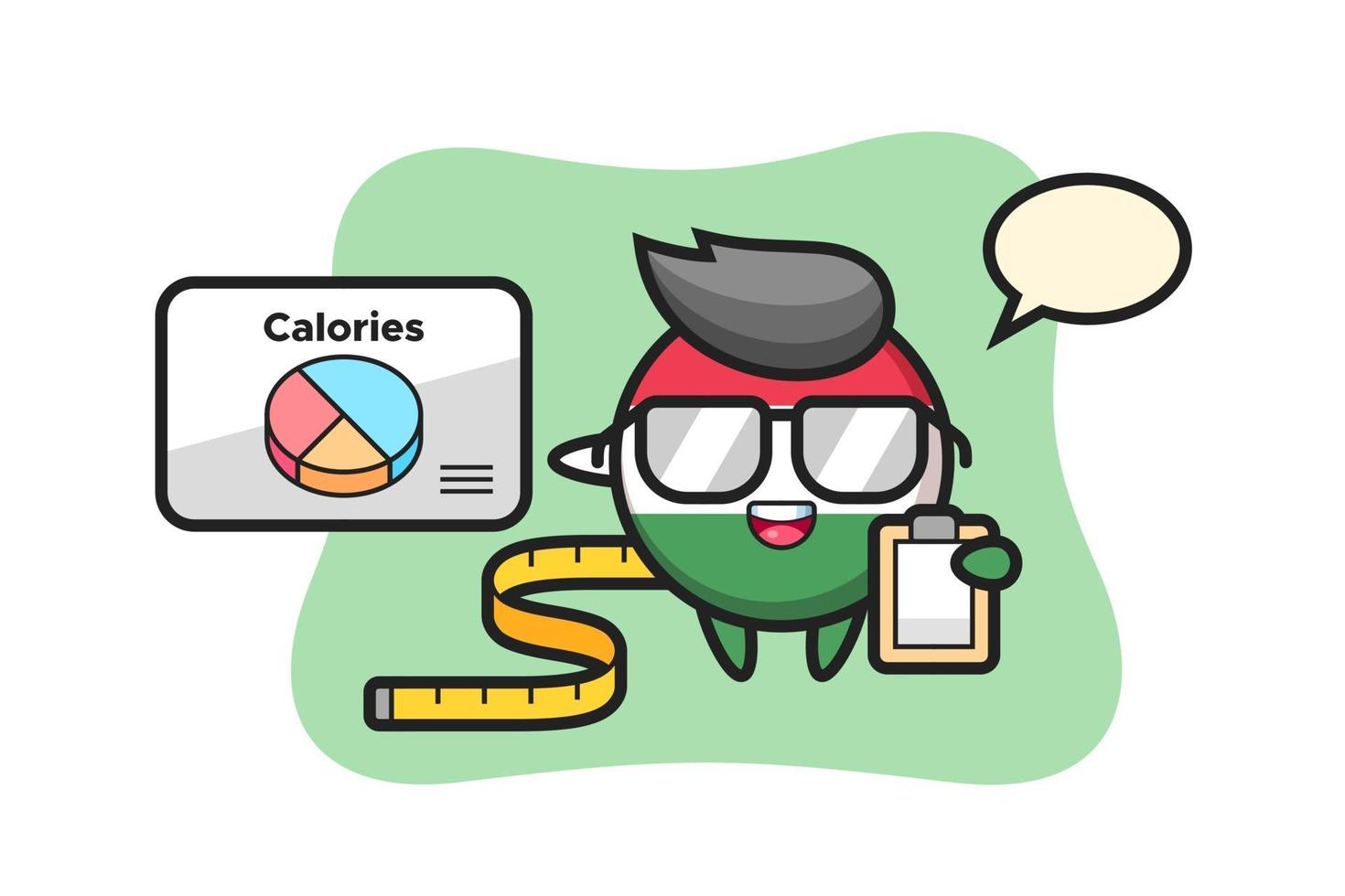 Illustration of hungary flag badge mascot as a dietitian vector