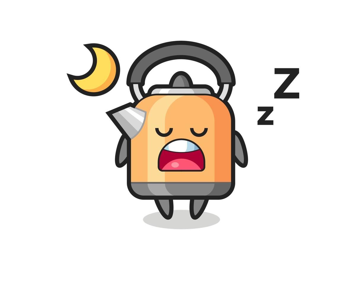 ilustración de personaje de hervidor durmiendo por la noche vector