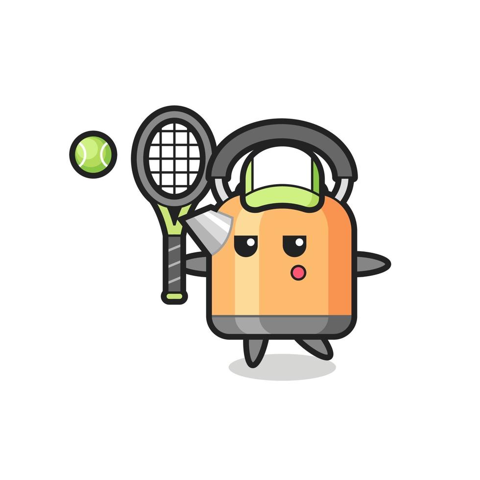 Cartoon character of kettle as a tennis player vector