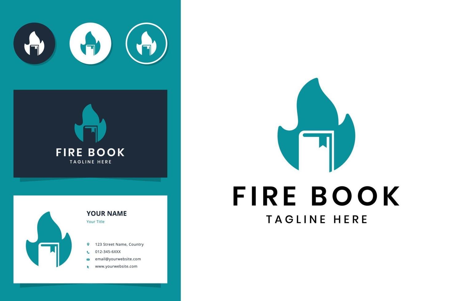 fire book negative space logo design vector