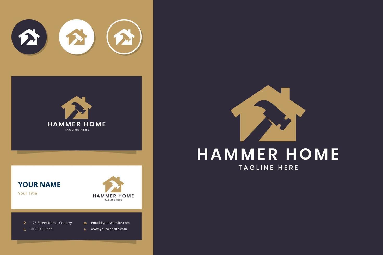 hammer house negative space logo design vector