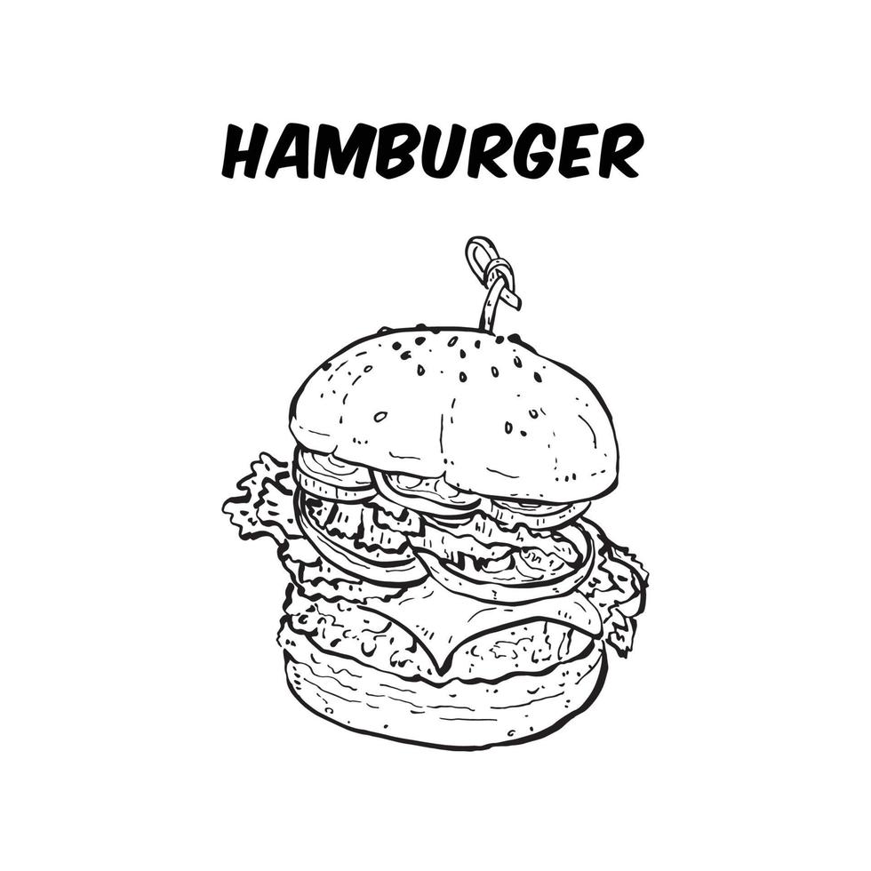 Hamburger drawing sketch vector