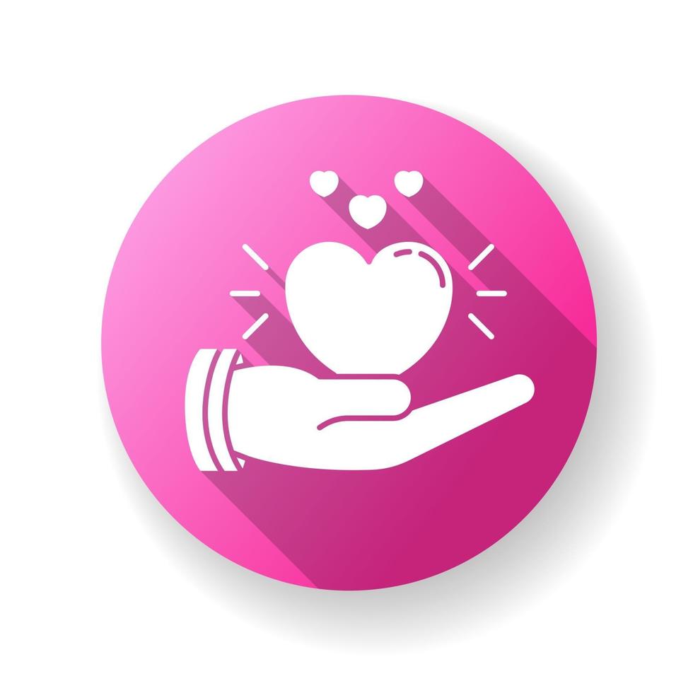 Compassion pink flat design long shadow glyph icon vector