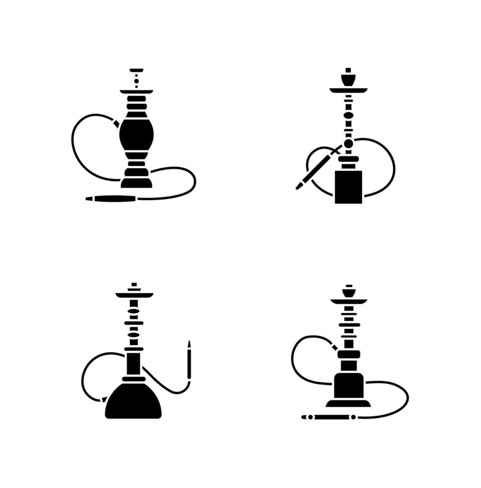Hookah black glyph icons set on white space vector