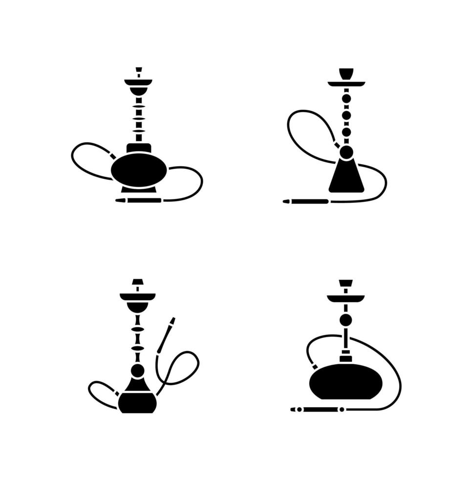 Hookah black glyph icons set on white space vector