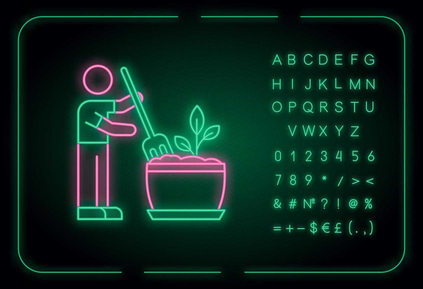 Soil fluffing neon light icon vector