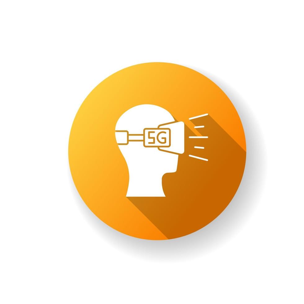 VR headset orange flat design long shadow glyph icon vector