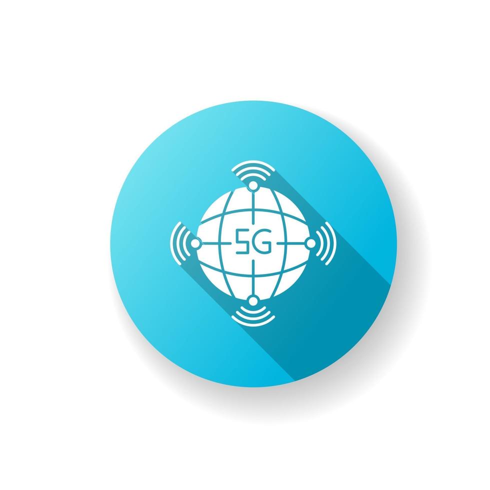 5g worldwide availability blue flat design long shadow glyph icon vector