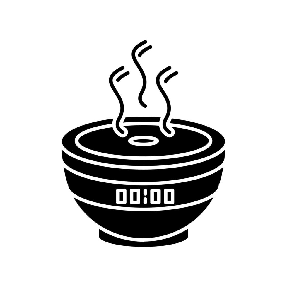 Air filter with timer, modern device black glyph icon vector