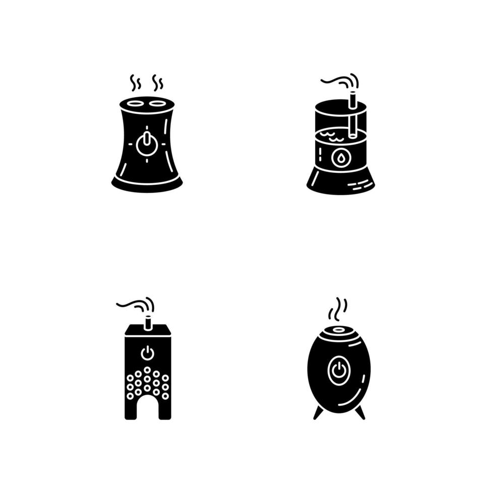 Water evaporators black glyph icons set on white space vector