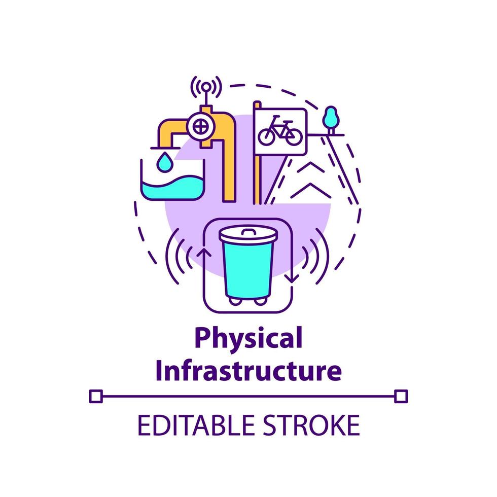 icono del concepto de infraestructura física vector