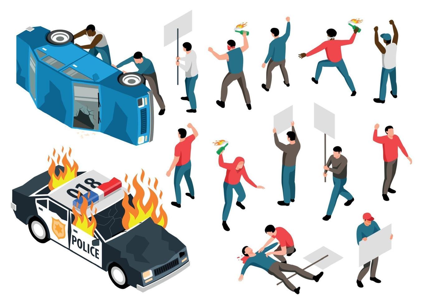 Protest Action Icons Set vector