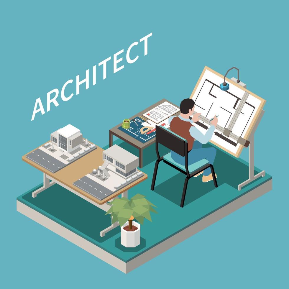 Architect At Work Composition vector